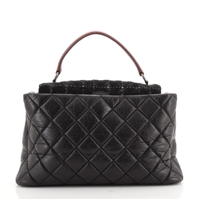 Chanel Portobello Top Handle Bag Quilted Aged Calfskin and Tweed Large In Good Condition In NY, NY