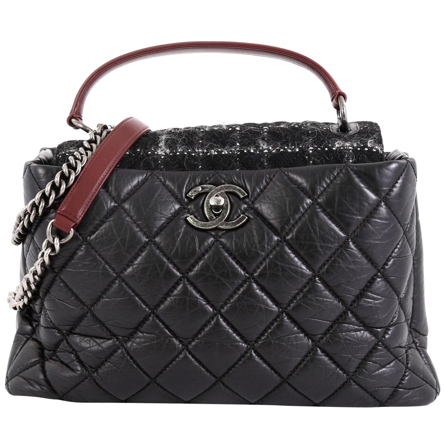 Chanel Portobello Top Handle Bag Quilted Aged Calfskin And Tweed Large –  OnlySheack
