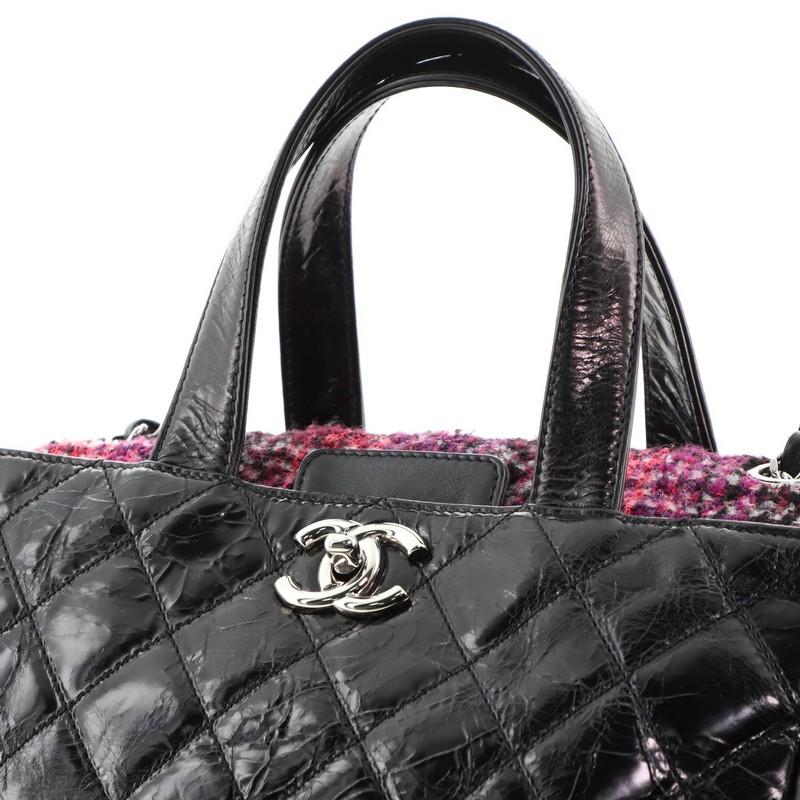 Chanel Portobello Tote Quilted Glazed Calfskin and Tweed East West 2