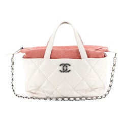 Chanel Portobello Tote Quilted Glazed Calfskin And Tweed East West 