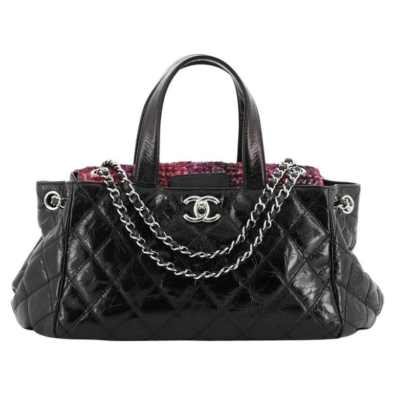 Chanel Portobello Tote Quilted Glazed Calfskin and Tweed East West at  1stDibs