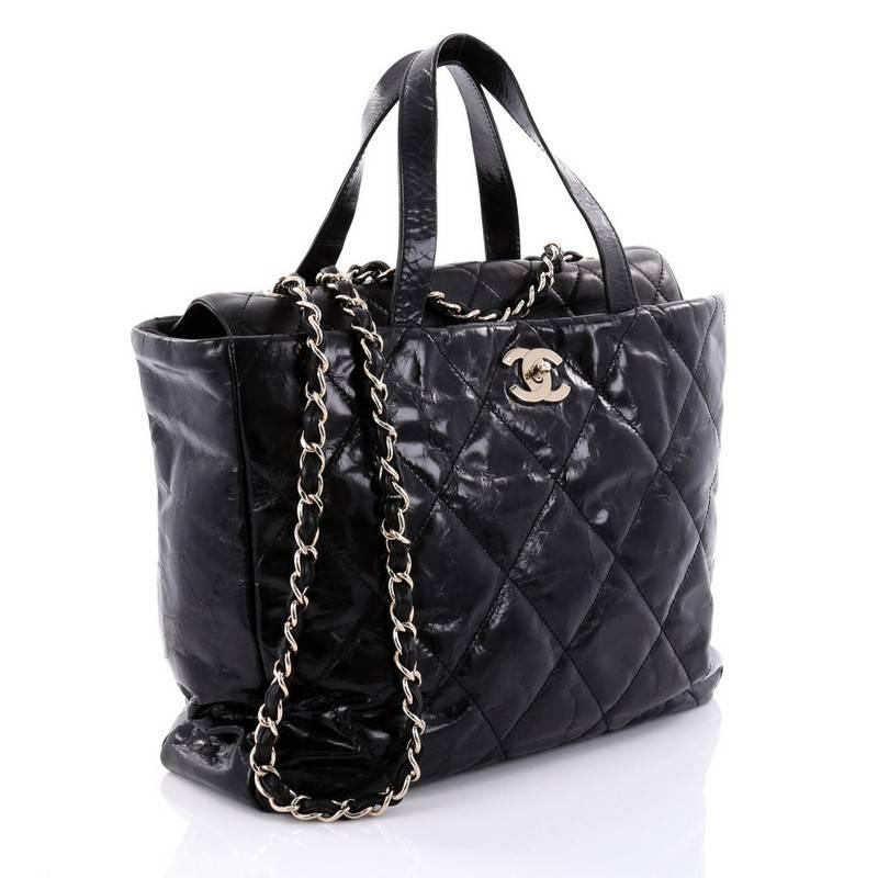 Chanel Portobello Tote Quilted Glazed Calfskin Medium In Good Condition In NY, NY