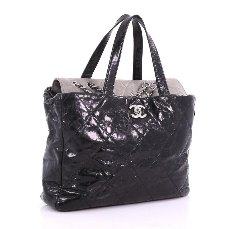 Black Chanel Portobello Tote Quilted Glazed Calfskin Medium