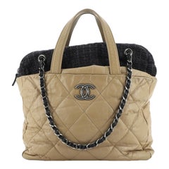 Chanel Portobello Zip Tote Quilted Glazed Calfskin and Tweed