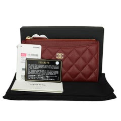 CHANEL Pouch Burgundy Caviar Iridescent with Brushed Gold Hardware 2018