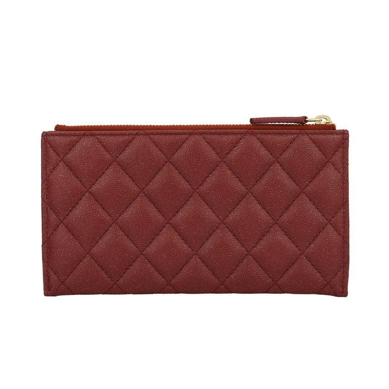 Women's or Men's CHANEL Pouch Burgundy Caviar Iridescent with Brushed Gold Hardware 2018