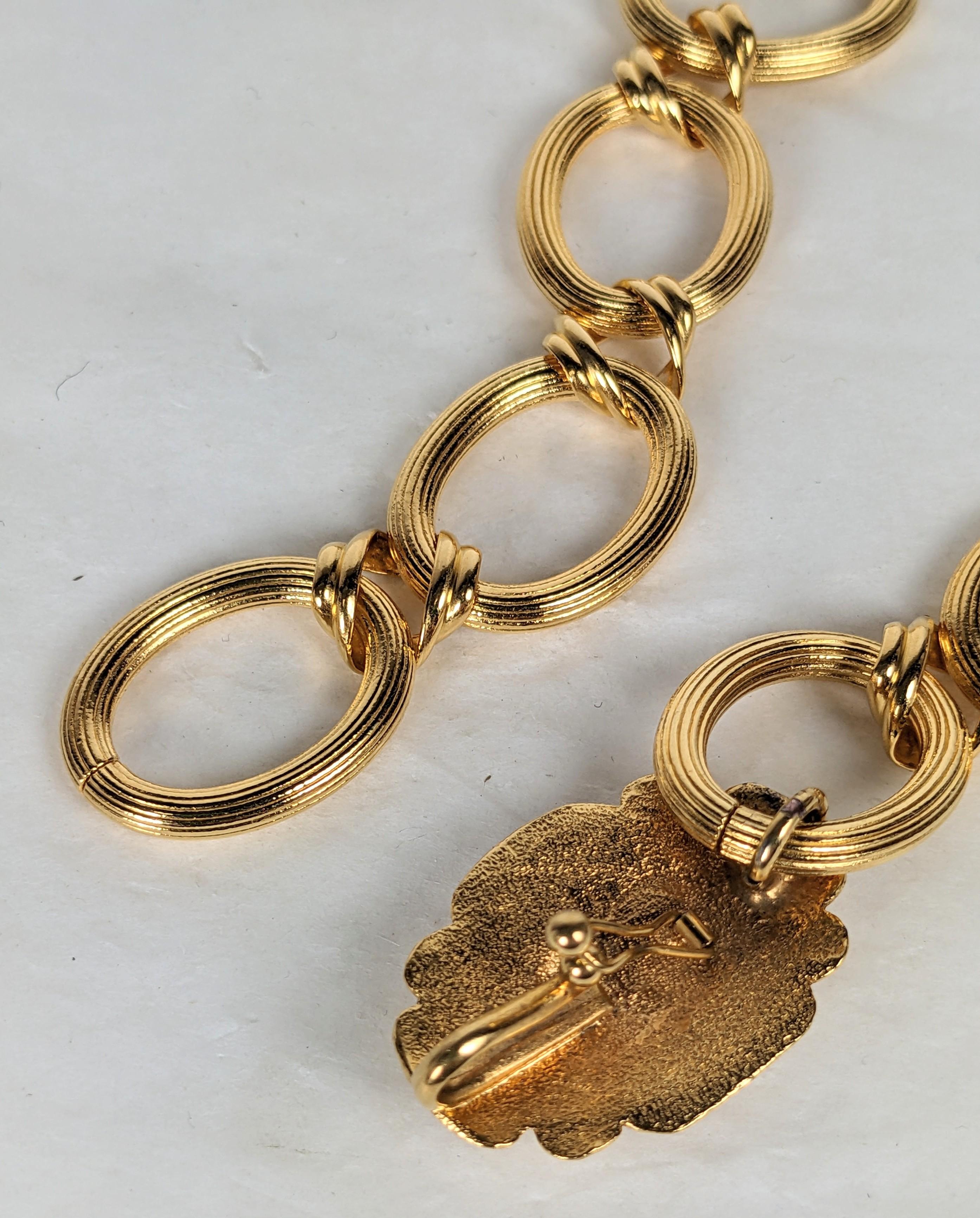 Chanel Poured Glass Cabochon Gold Chain Link Necklace en venta 1