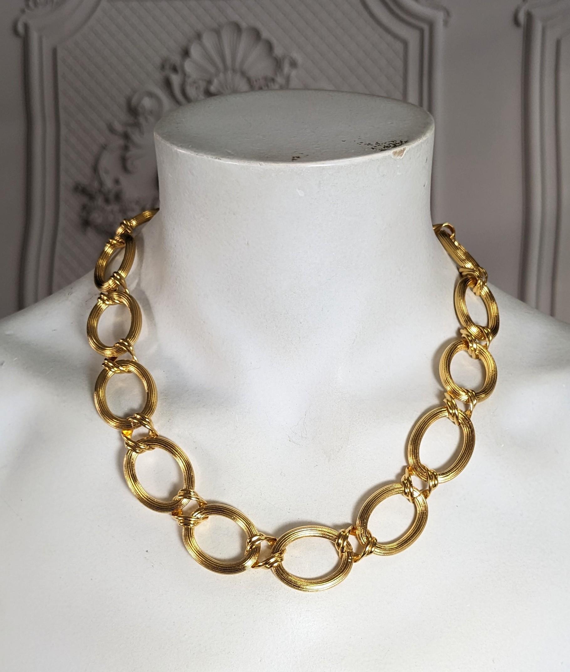 Chanel Poured Glass Cabochon Gold Chain Link Necklace en venta 3