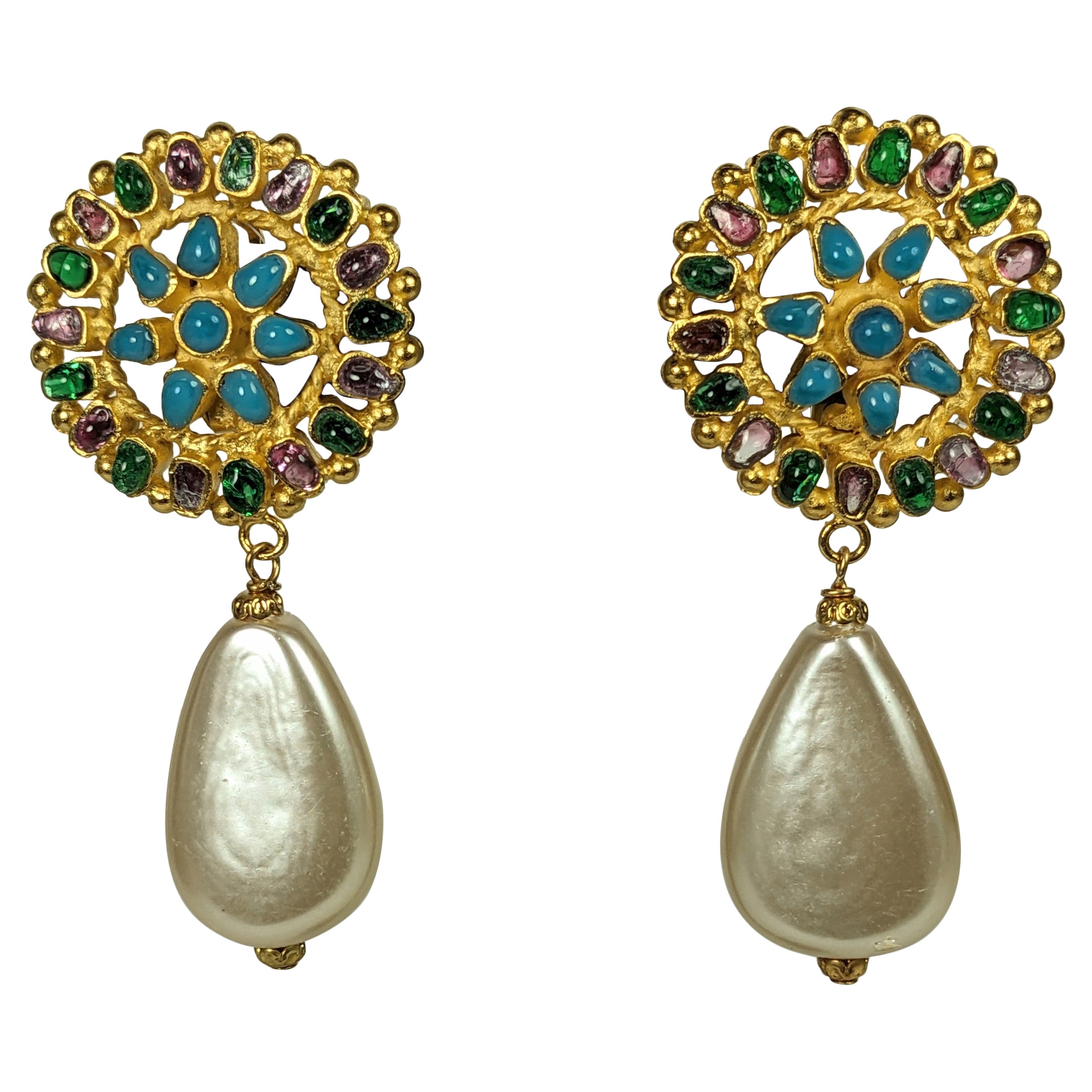 Chanel Poured Glass Earrings, Zuni Collection FW 1993 Maison Gripoix