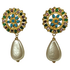 Chanel Poured Glass Earrings, Zuni Collection FW 1993 Maison Gripoix
