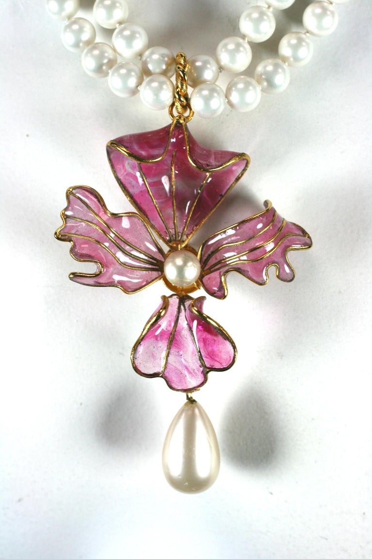 Chanel Poured Glass Orchid Pendant For Sale at 1stDibs