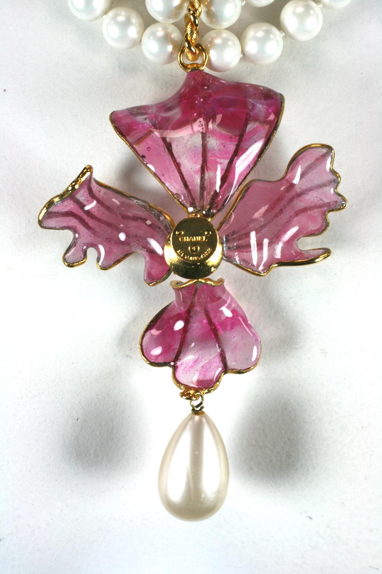 Chanel Poured Glass Orchid Pendant For Sale 2