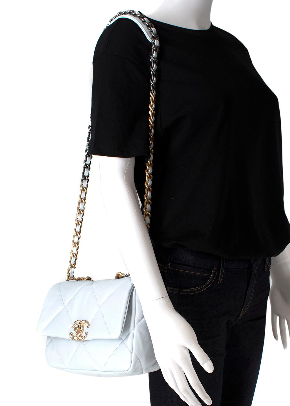Chanel Powder Blue Lambskin Small 19 Shoulder Bag For Sale 2
