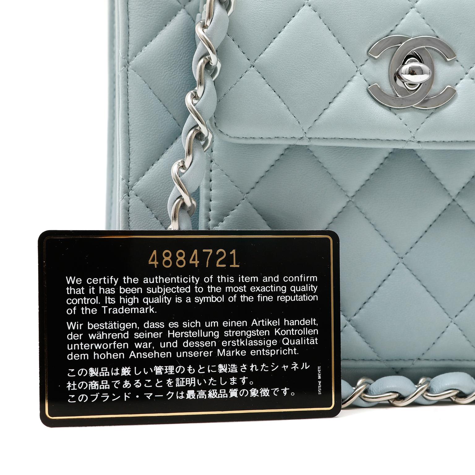 Chanel Powder Blue Quilted Leather Vintage Mini Tote 1