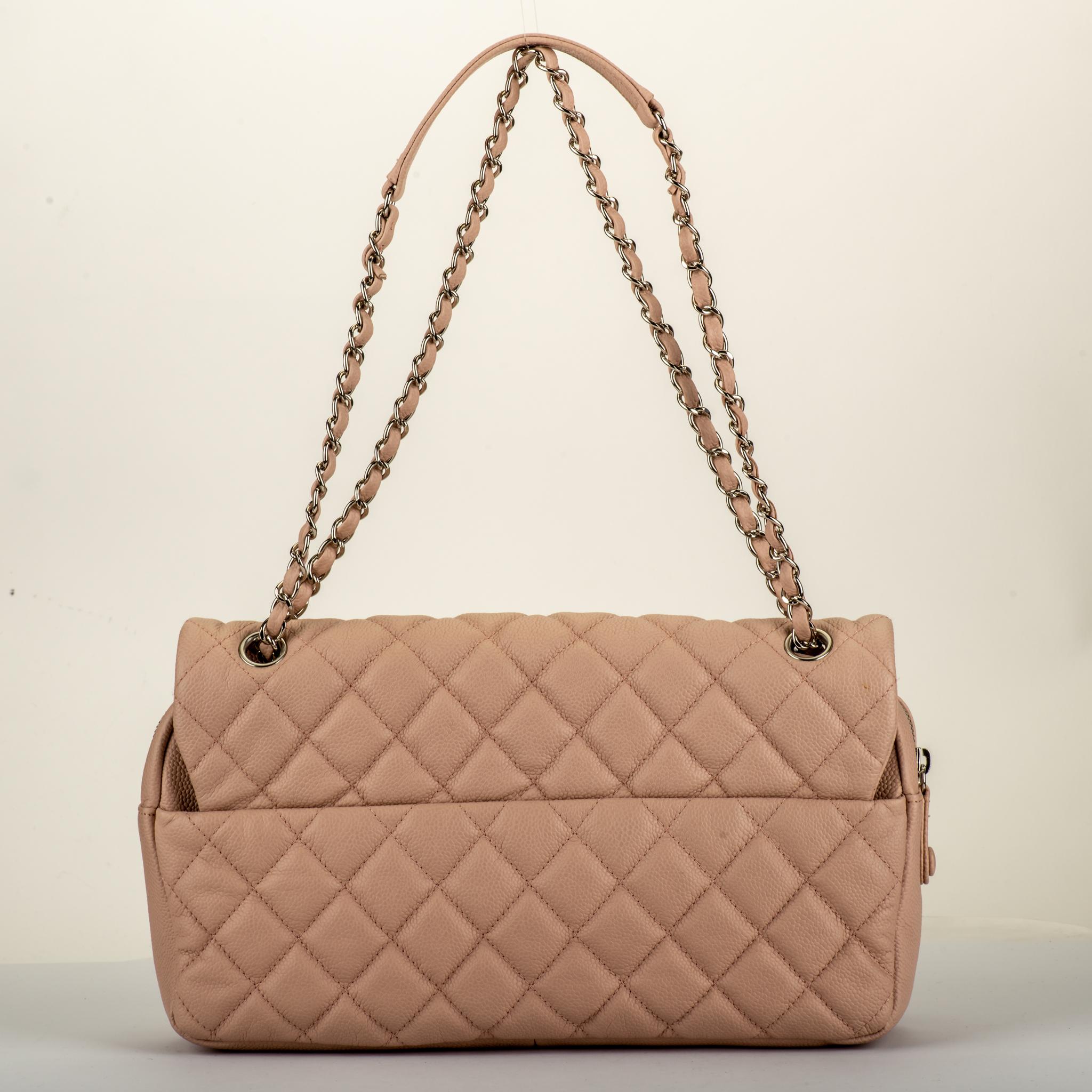 Brown Chanel Powder Pink Jumbo Zipped Flap Bag
