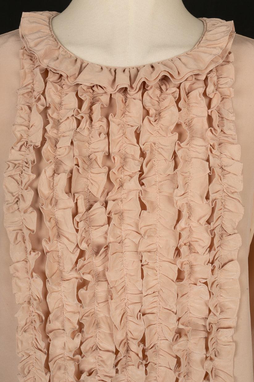 Chanel Powder pink silk blouse For Sale 2