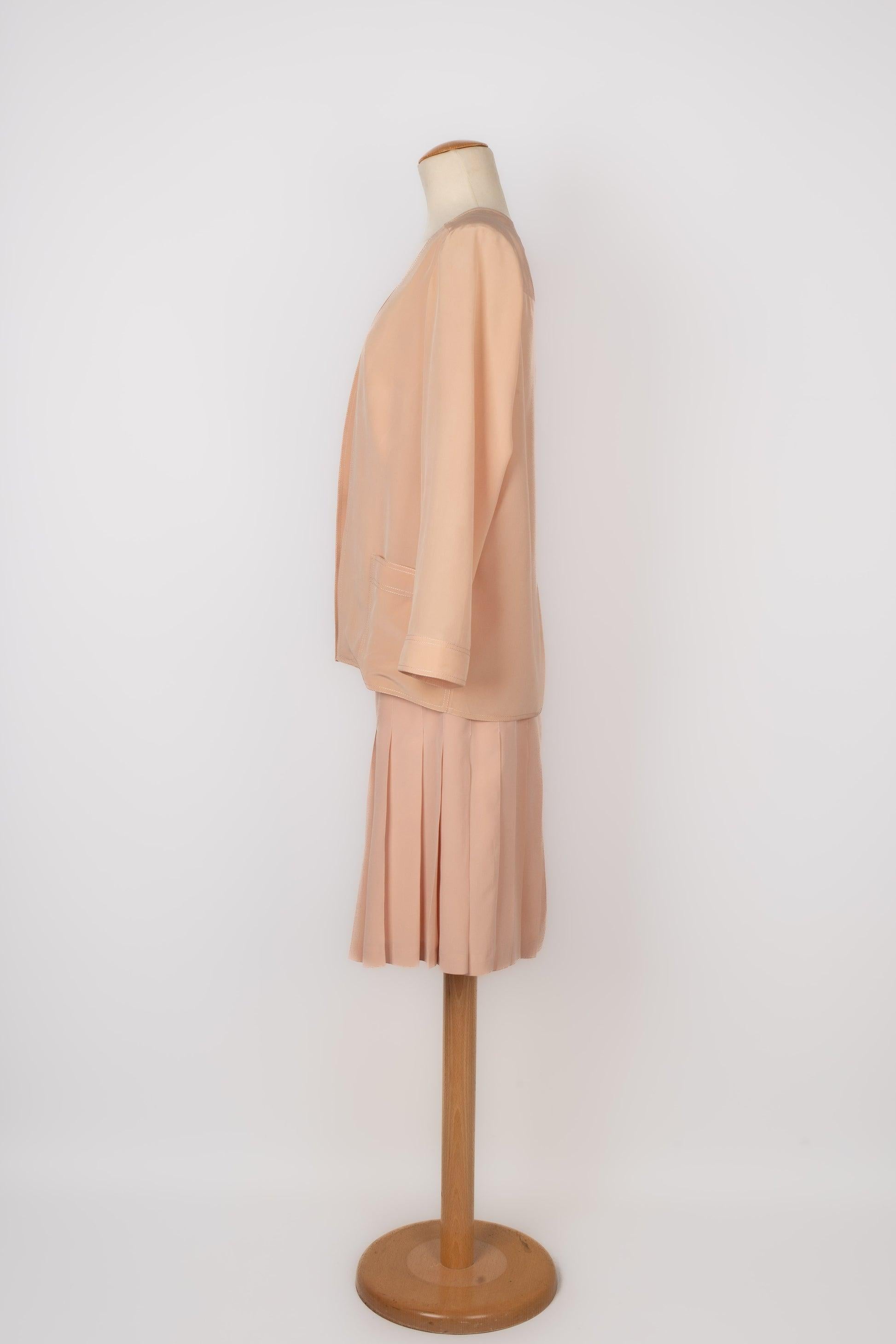 Beige Chanel Powder Pink Silk Set For Sale
