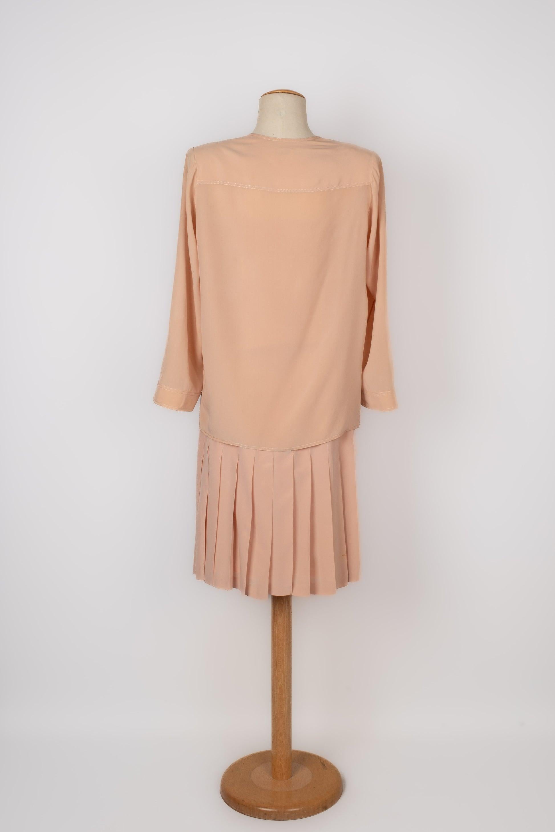 Chanel Powder Pink Silk Set In Good Condition For Sale In SAINT-OUEN-SUR-SEINE, FR