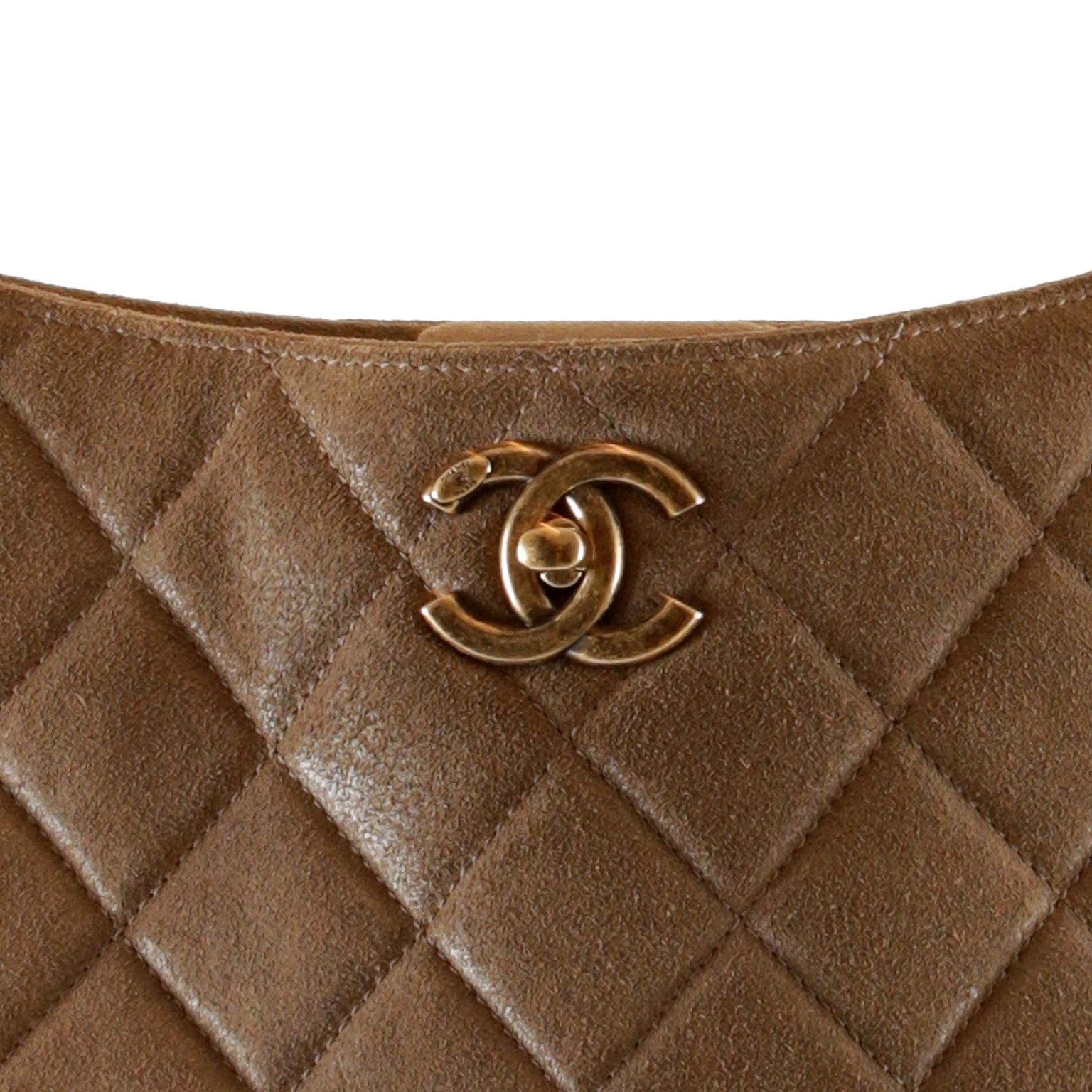 Women's Chanel Praline Distressed Leather Saddle Bag with Fringe