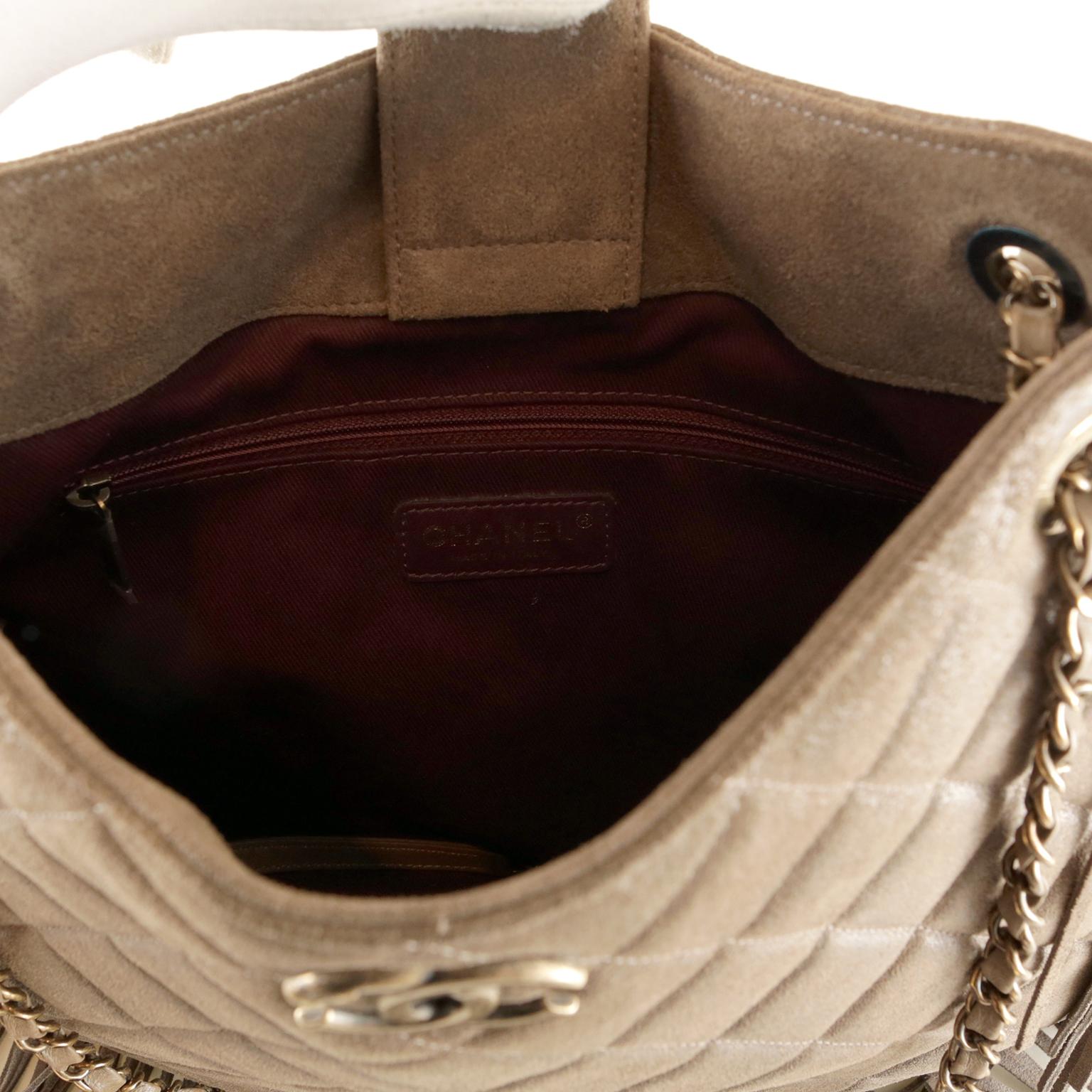 Chanel Praline Distressed Leather Saddle Bag with Fringe 1