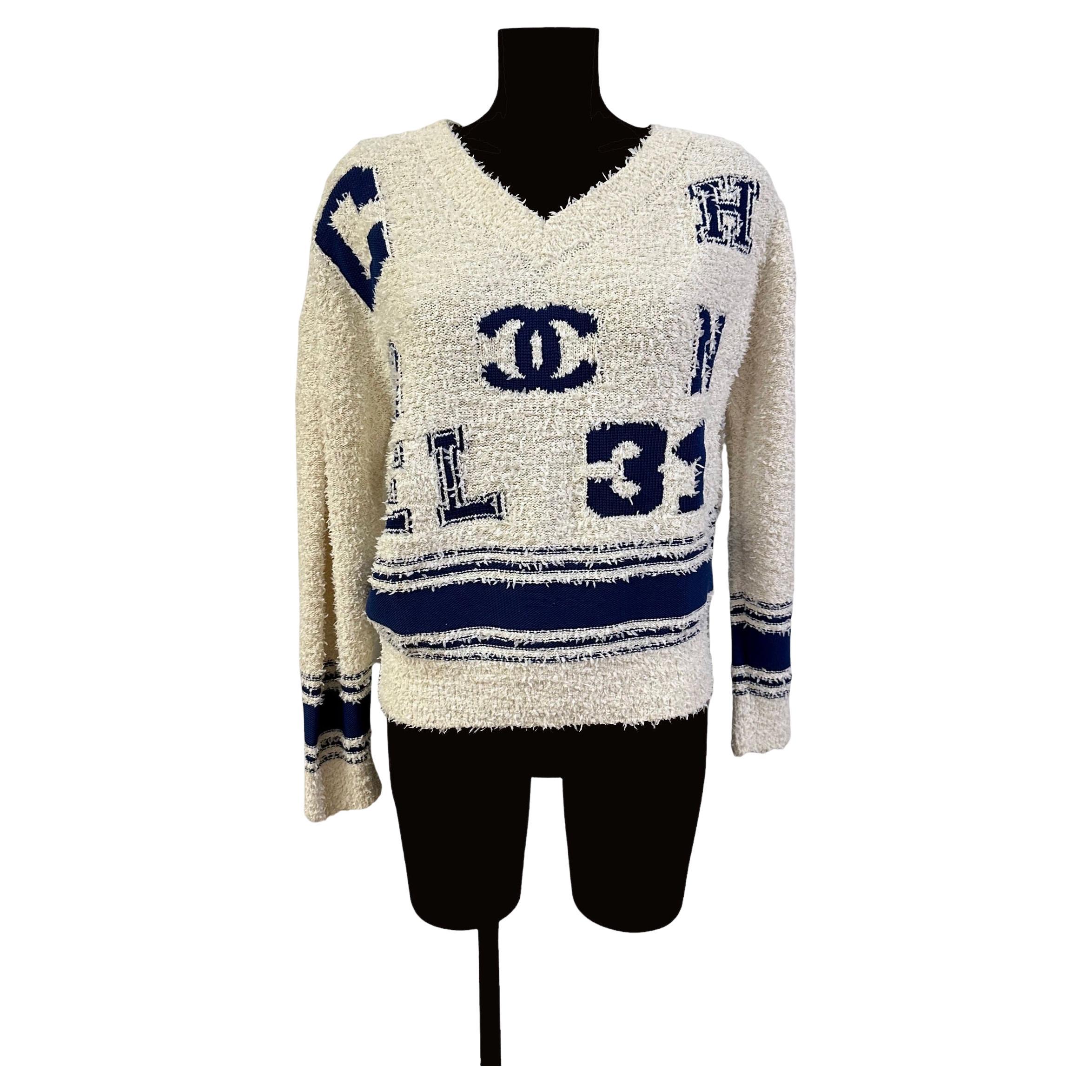 Chanel Pre Collection Spring 2019 Iconic Varsity Sweater Pullover