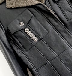 Chanel Pre-Fall 2007 Button Trim Leather & Shearling Jacket
