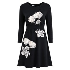 Chanel Pre-Fall 2007 Floral Applique Cashmere Dress Black