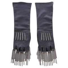 Chanel Pre-Fall 2008 Black Leather Gloves with Chain Details