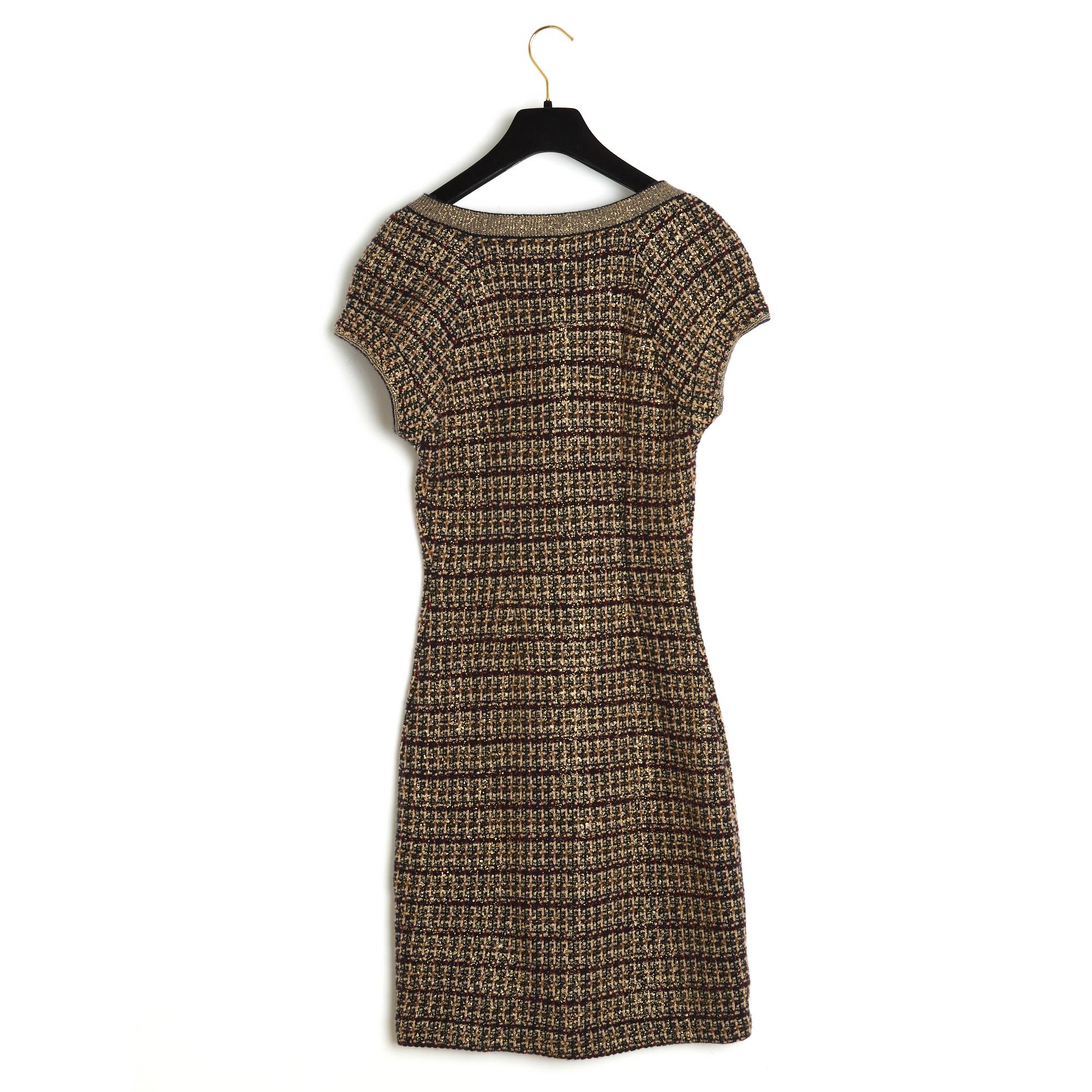 CHANEL Pre fall 2011 Byzance Dress FR36/38 Tweed Black Gold For Sale 1