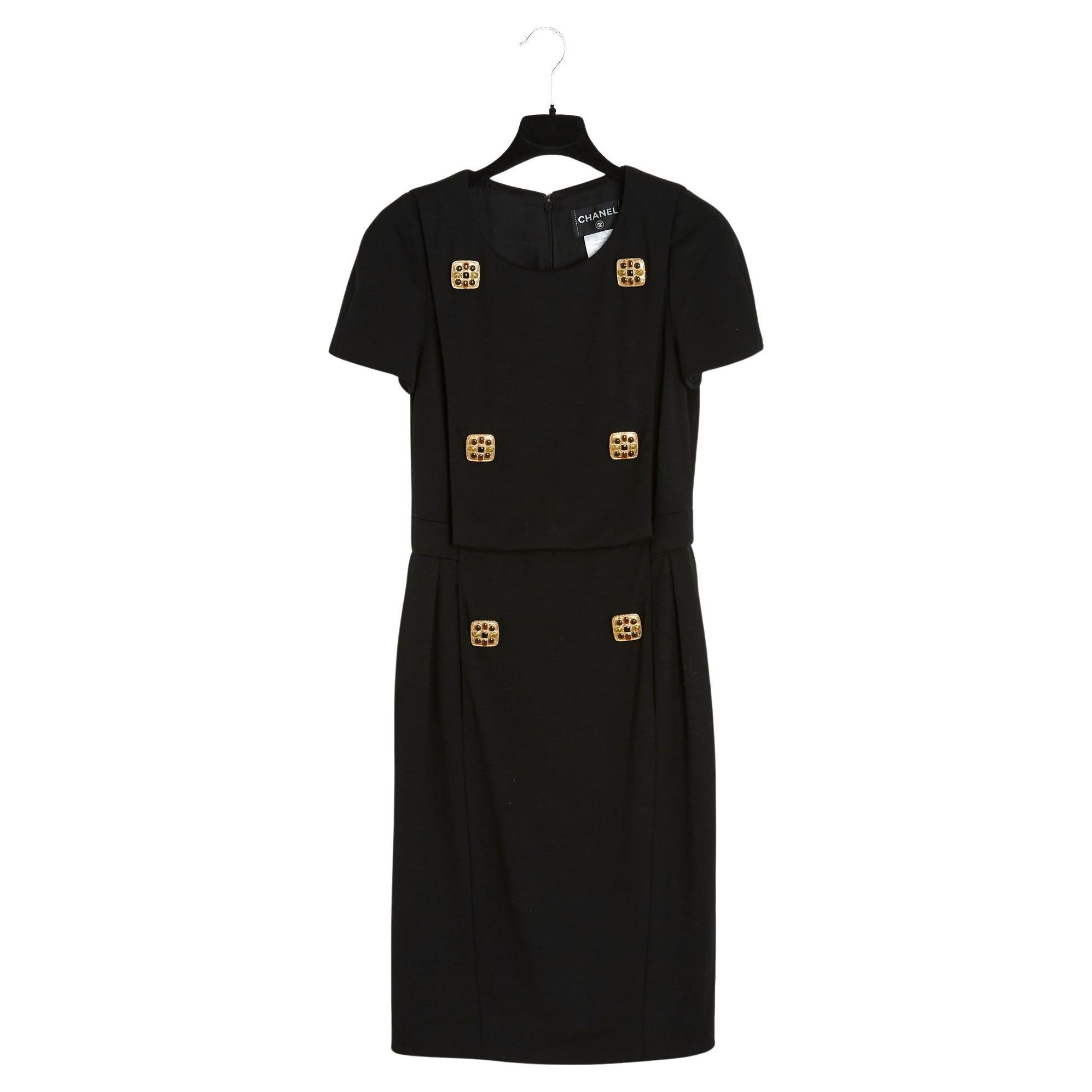 Chanel Pre Fall 2011 Metiers d Art Robe FR38 Byzance Black Jersey Dress UK10 US6