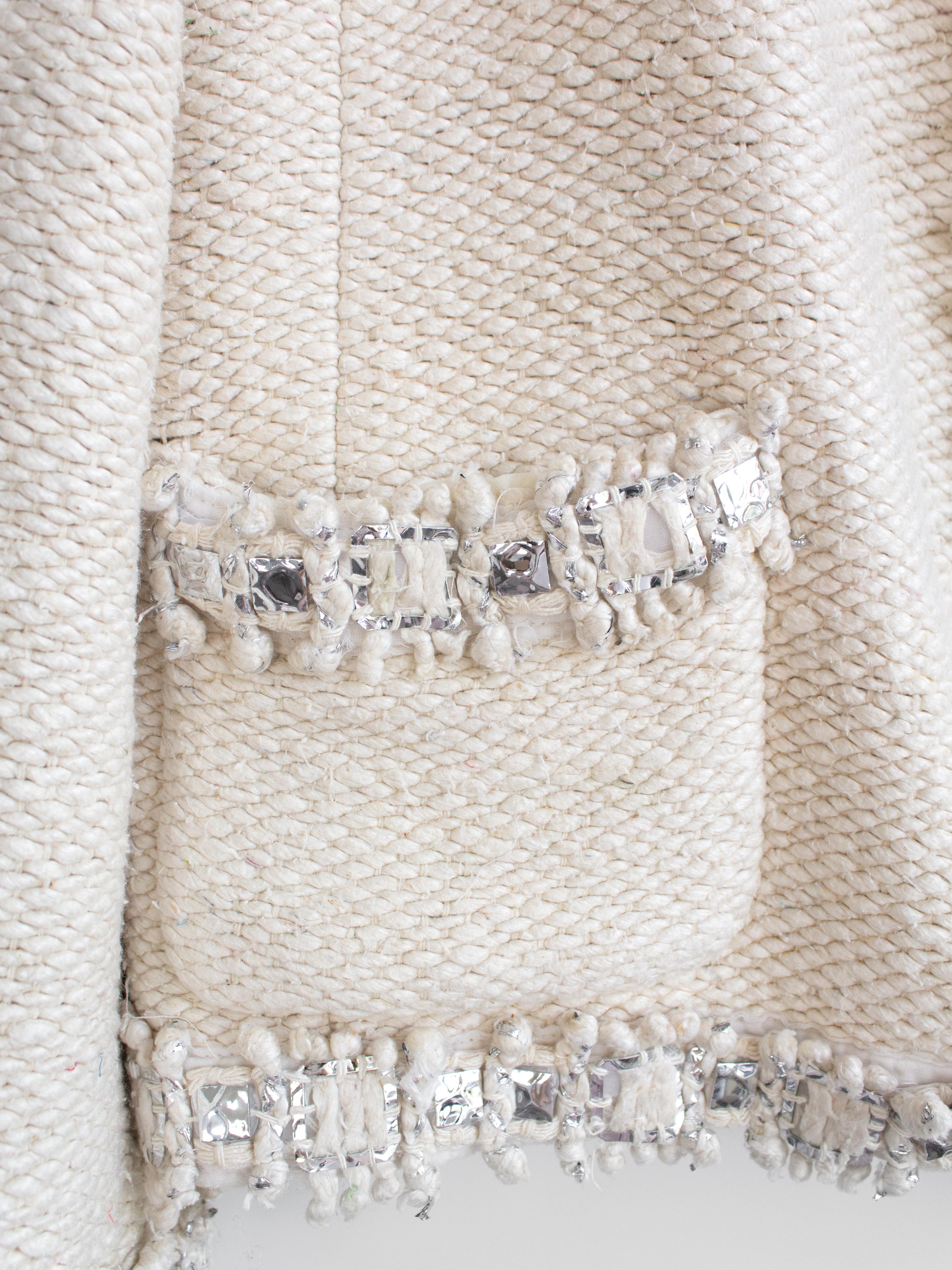 Chanel Pre-Fall 2012 Bombay Ecru Silber verschönerter Tweed 12A Jacke Rock Anzug 8