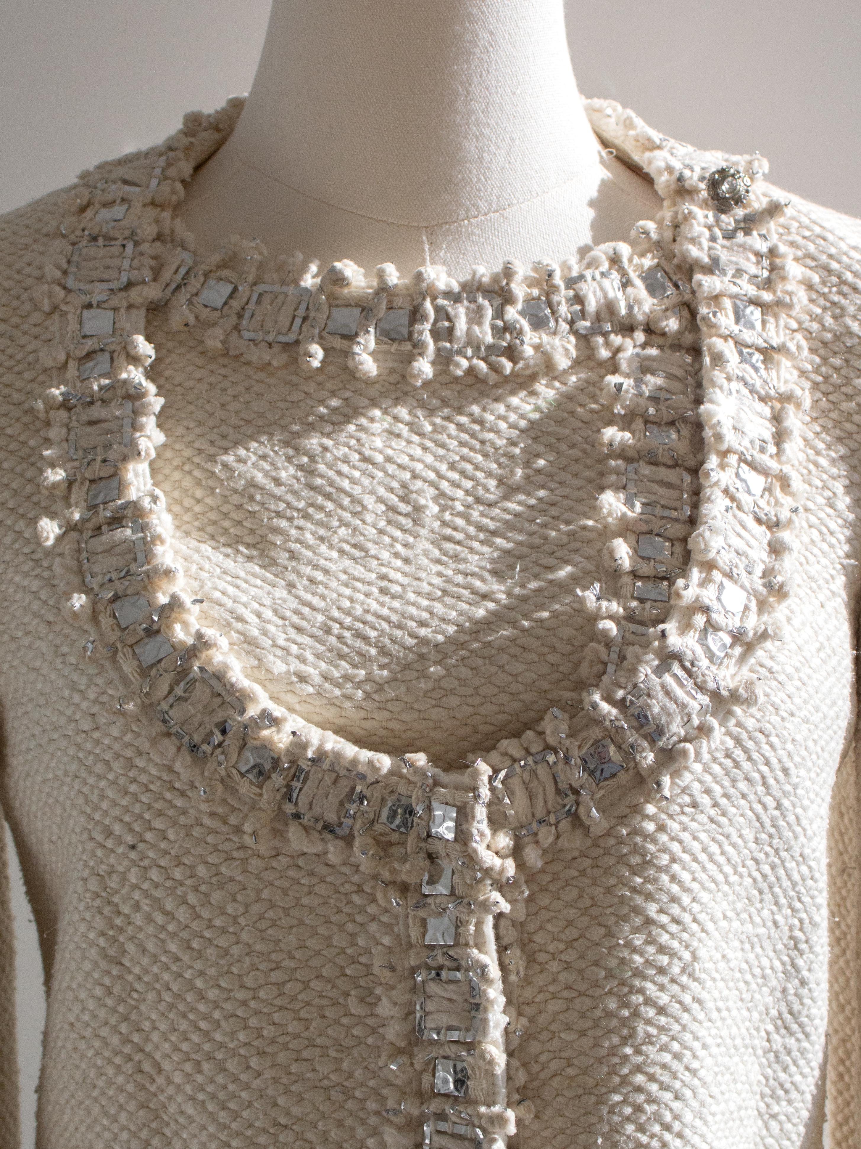 Chanel Pre-Fall 2012 Bombay Ecru Argento Impreziosito Tweed 12A Giacca Abito 4