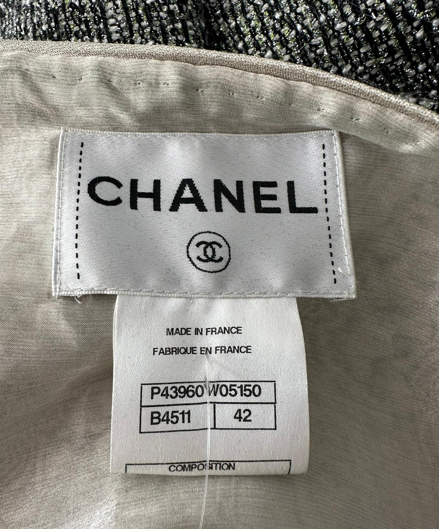 Chanel Pre-Fall 2012 Look 40 Paris-Bombay Argento Giacca Swing in Tweed Nero 42 in vendita 12