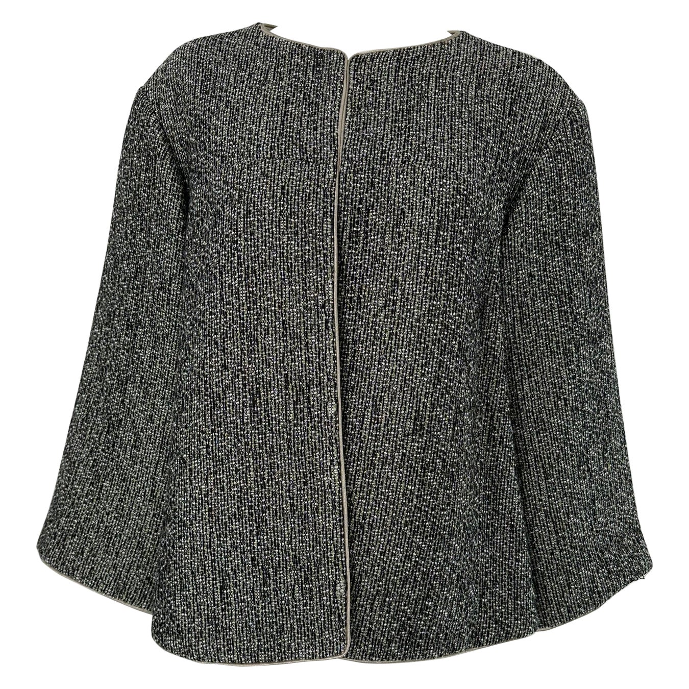 Chanel Pre-Fall 2012 Look 40 Paris-Bombay Argento Giacca Swing in Tweed Nero 42 in vendita