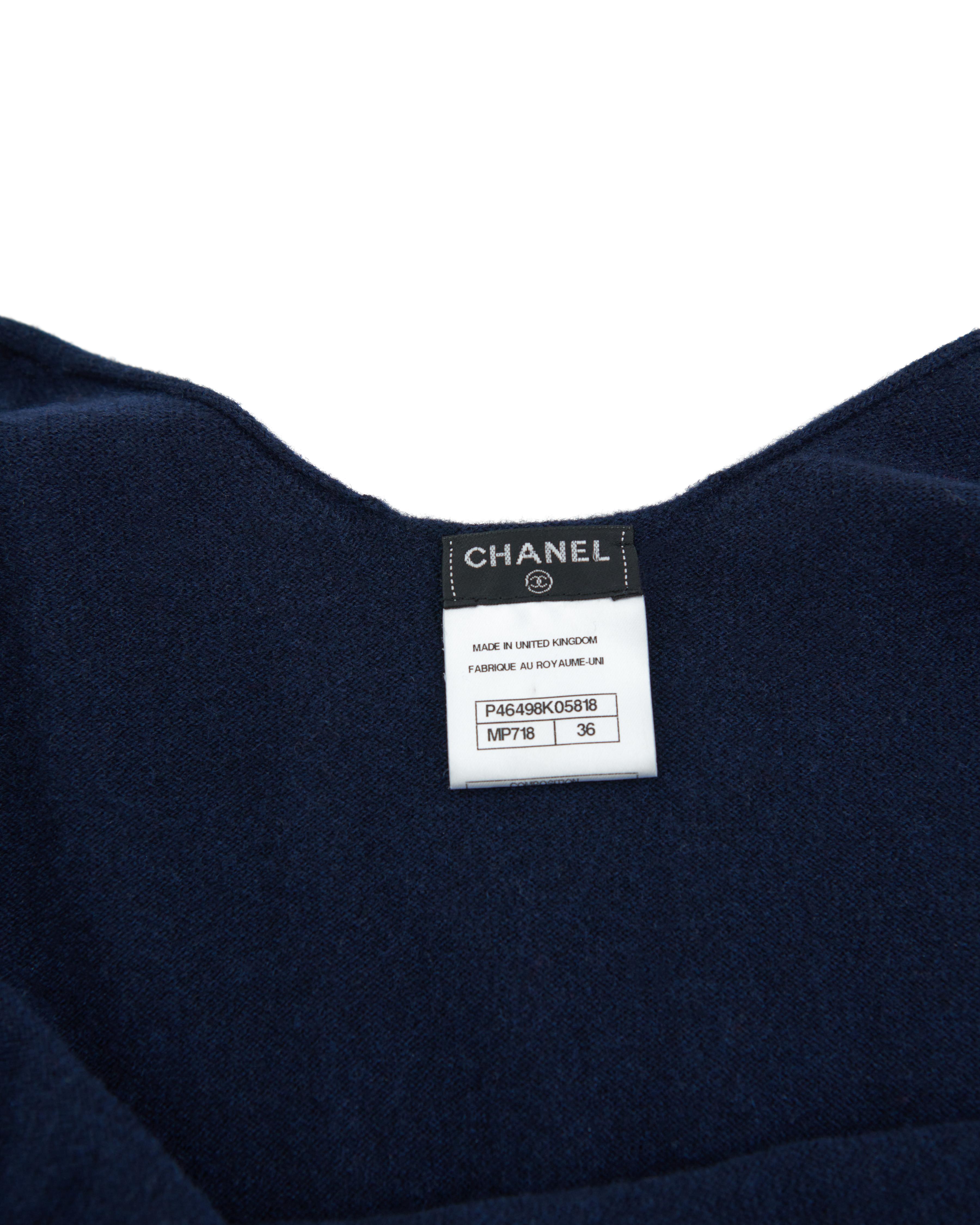 Chanel Pre-Fall 2013 Navy and multicolor cashmere argyle dress  For Sale 2
