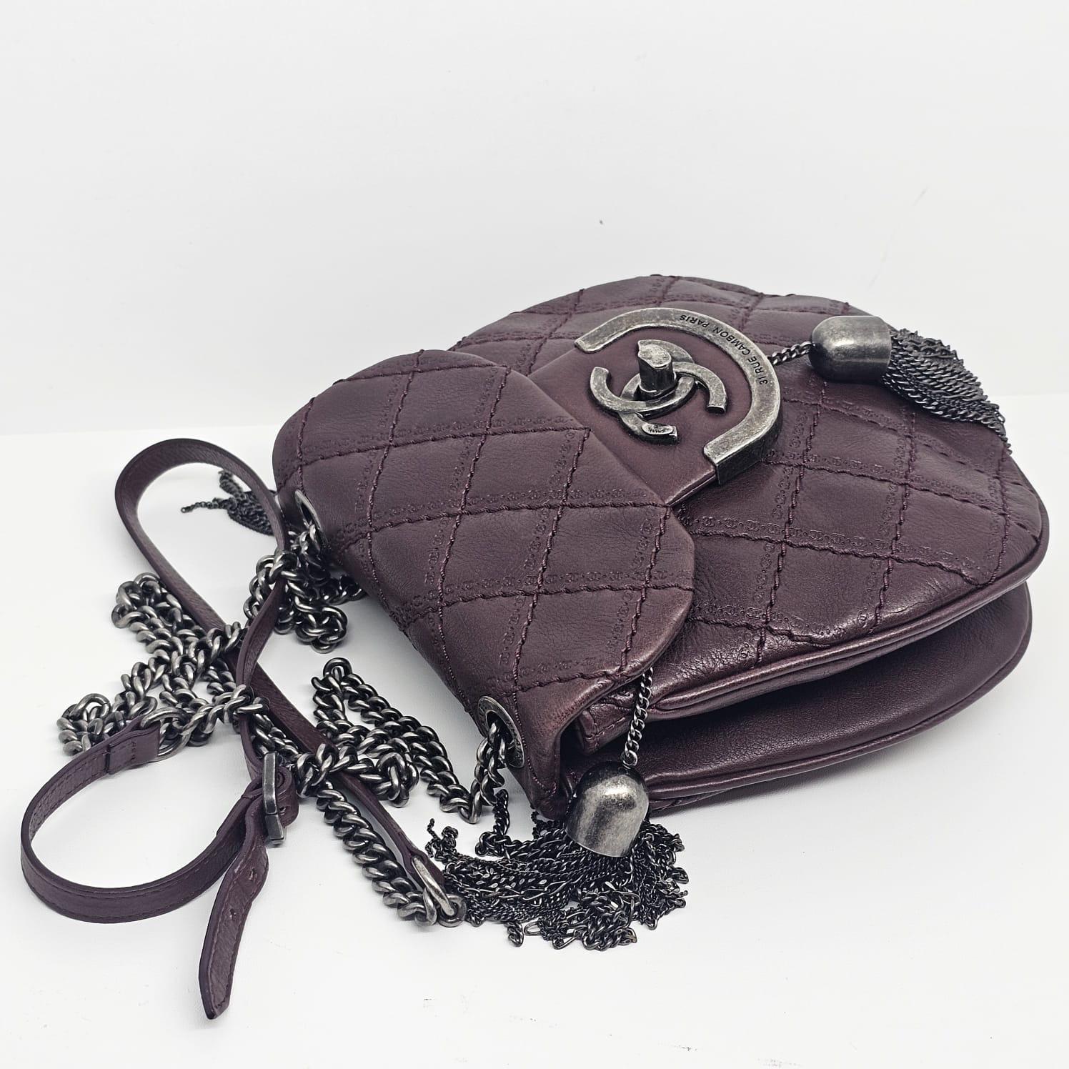 Black Chanel Pre-Fall 2013 Paris-Edinburgh Mini Burgundy Coco Sporran Crossbody Bag For Sale