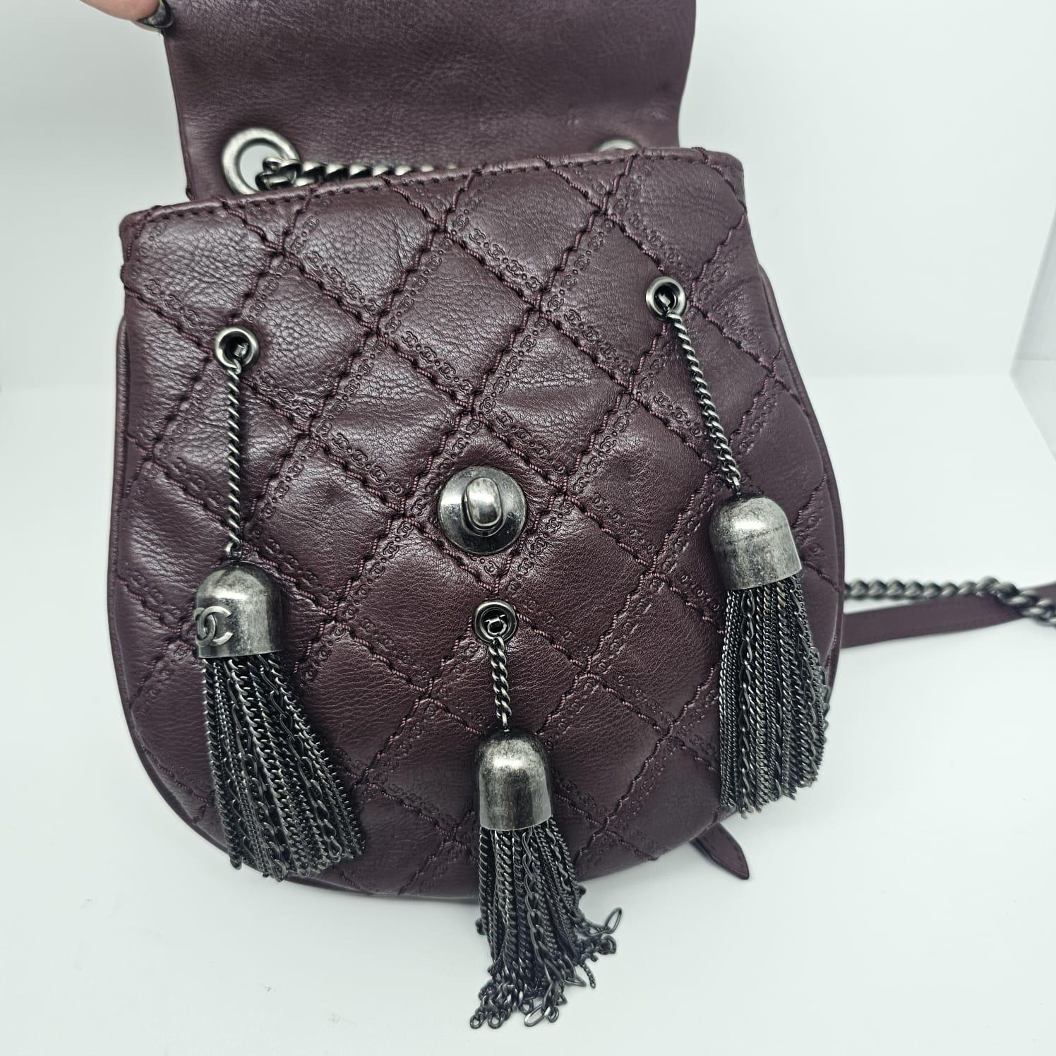 Chanel Pre-Fall 2013 Paris-Edinburgh Mini Burgundy Coco Sporran Crossbody Bag For Sale 1