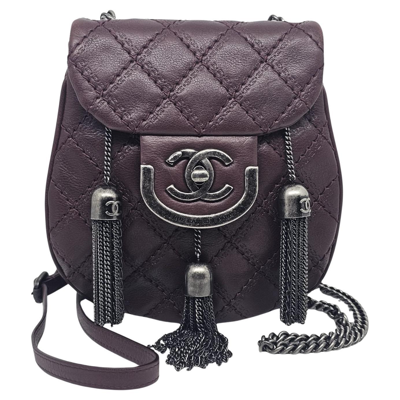 Chanel Pre-Fall 2013 Paris-Edinburgh Mini Burgundy Coco Sporran Crossbody Bag For Sale