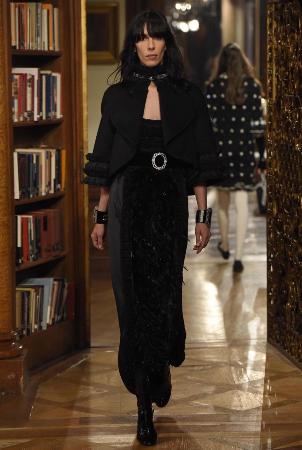 Chanel Pre-Fall 2015 Salzburg Black Velvet Crystal Embellished B15A Wide Belt 8