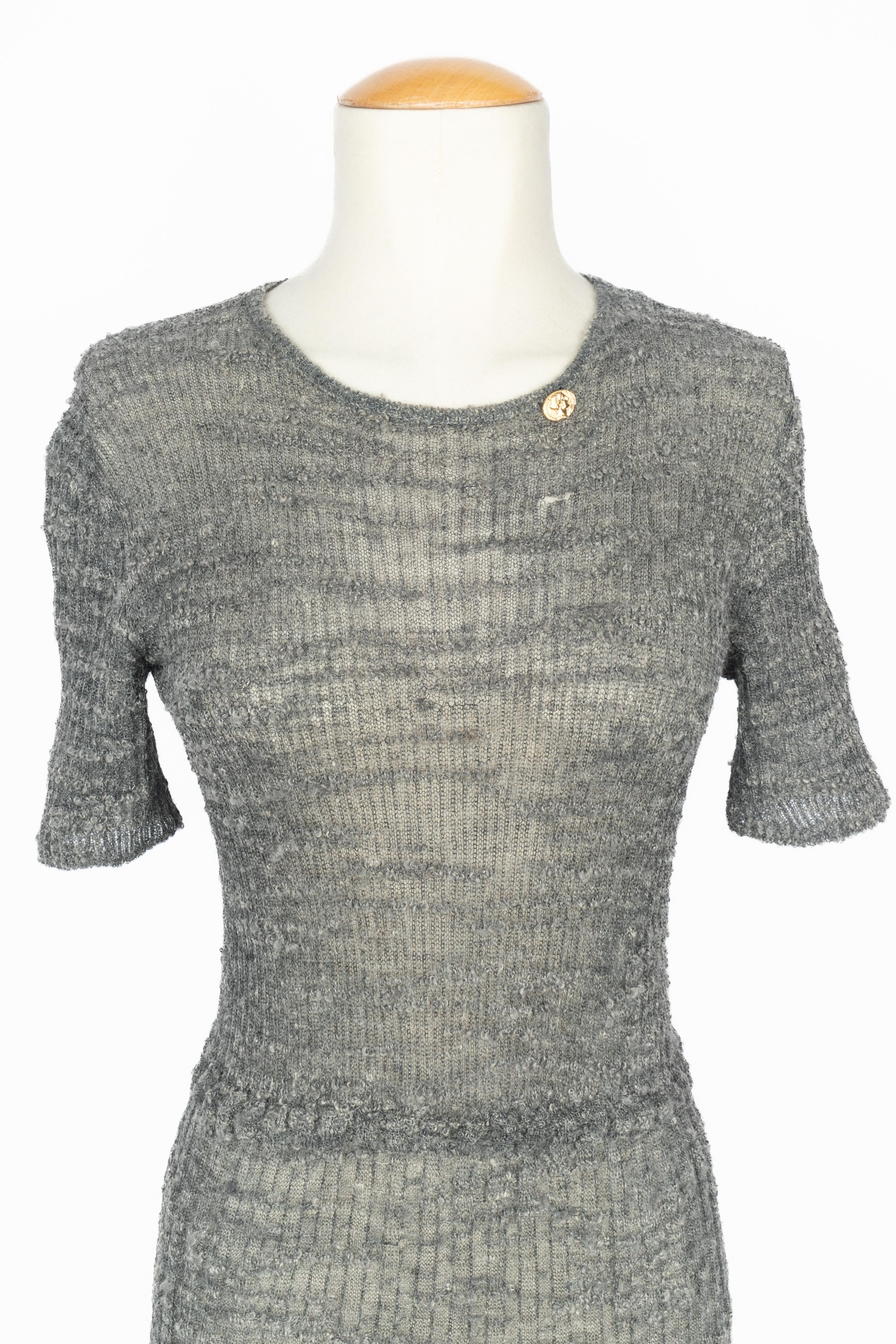 Gris Robe Chanel Pre-Fall 2016 en vente