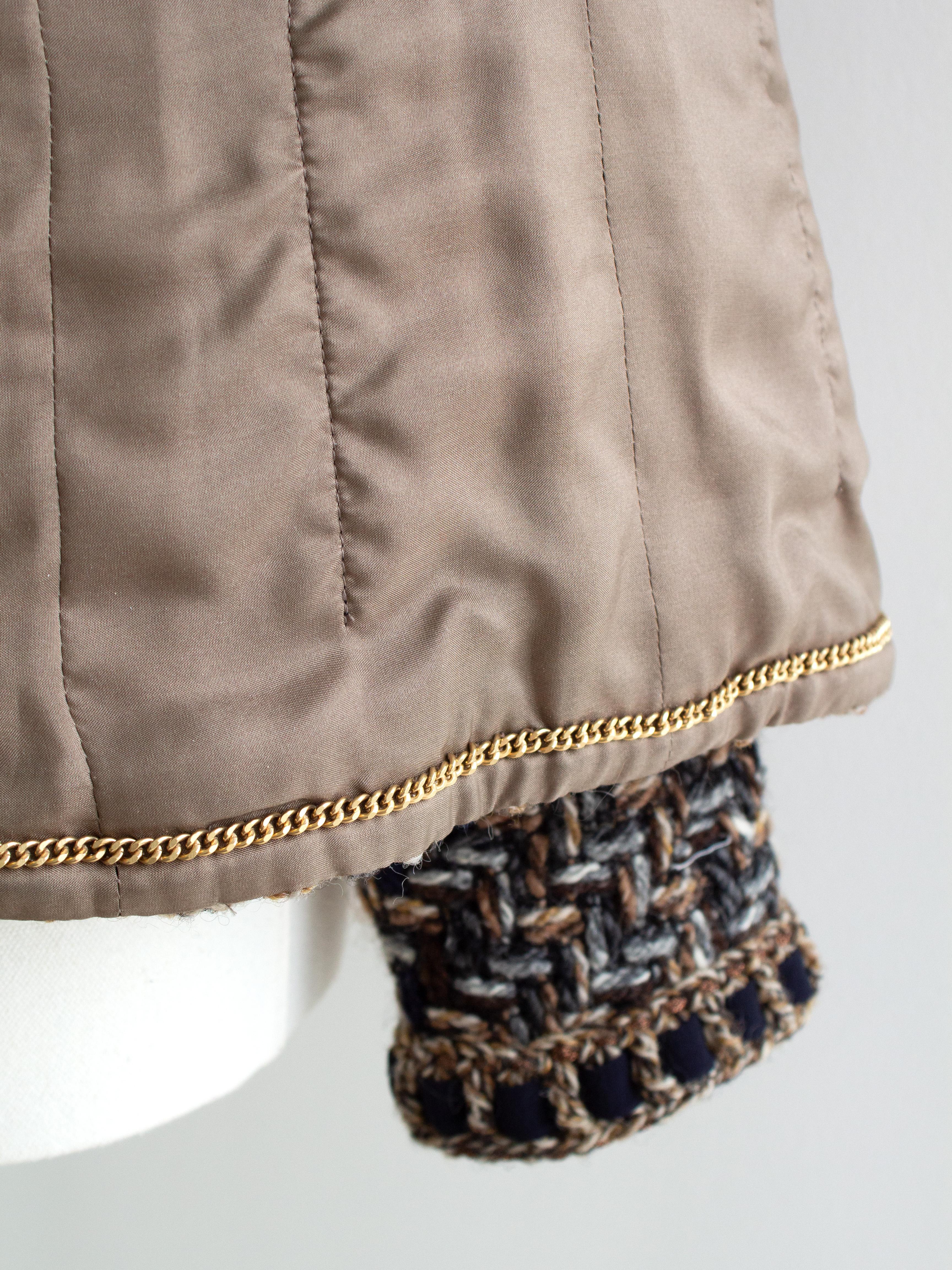 Chanel Pre-Fall 2016 Rome Brown Gold Fantasy Tweed 16A Jacket For Sale 9