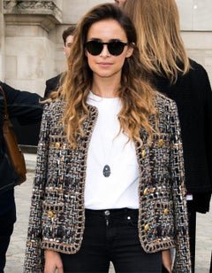 Chanel Pre-Fall 2016 Rome Brown Gold Fantasy Tweed 16A Jacket