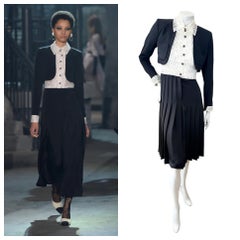 Chanel Pre-Fall 2016 Runway Look 53 Lace Dress and Cropped Jacket Ensemble