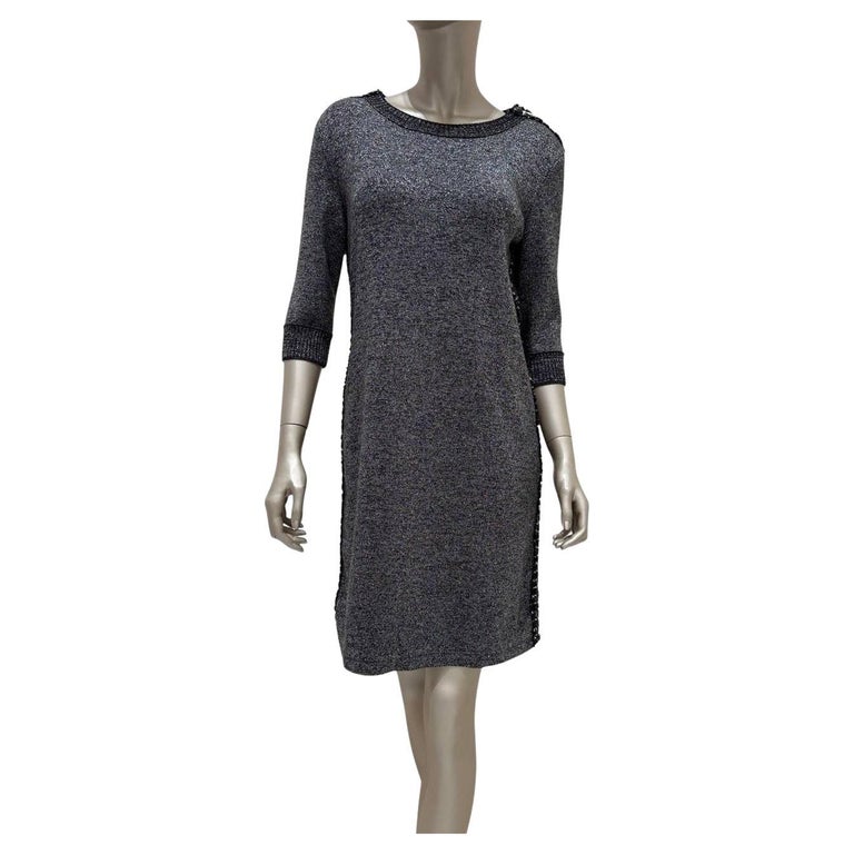 Chanel Pre-Fall 2017 Grey Wool Cashmere Shift Dress Sz.38