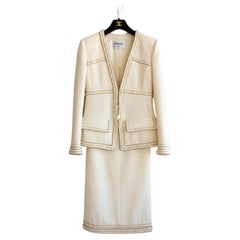 Used Chanel Pre-Fall 2017 Metiers D'Art Ritz 17A Ecru Cream Jacket Skirt Suit