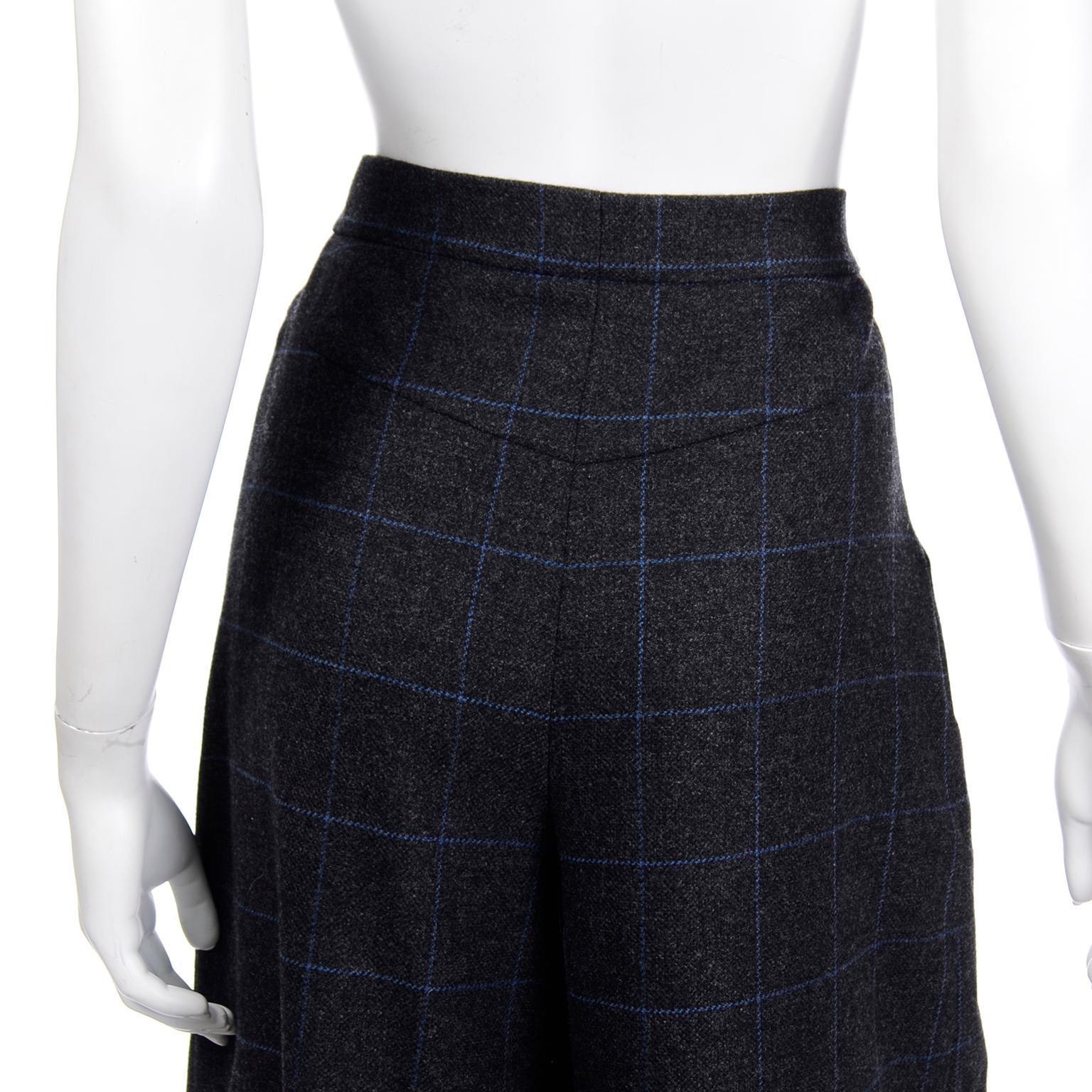 Chanel Pre-Fall 2018 New w Tags Grey & Blue Windowpane Wool Sailor Style Pants 4