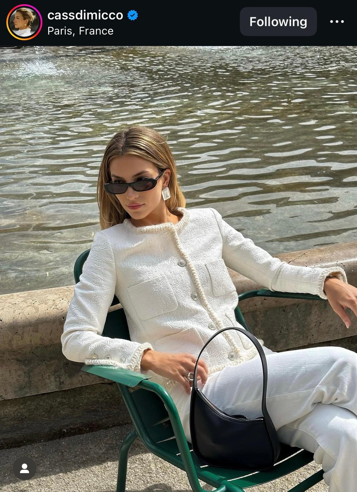 Gray Chanel Pre-Fall 2021 Metiers D'Art White Embossed CC Logo 21A Jacket