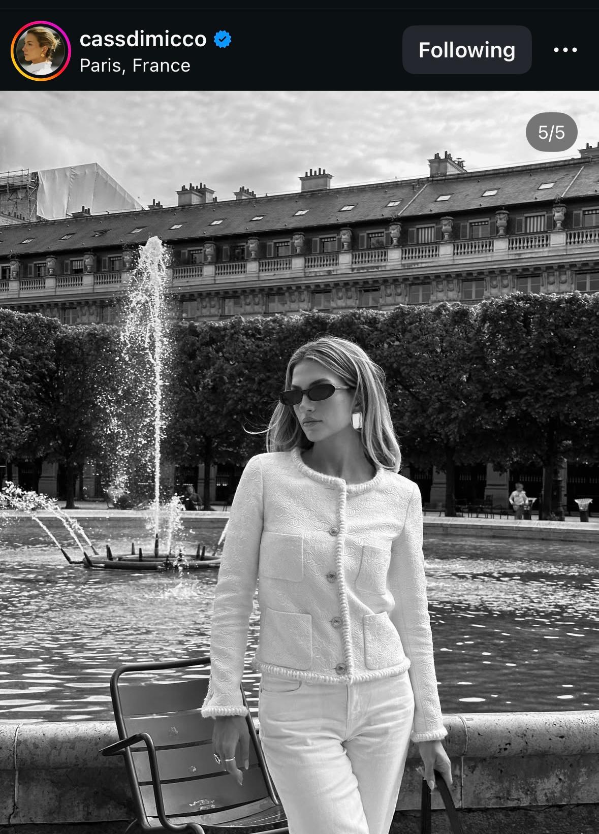 Women's Chanel Pre-Fall 2021 Metiers D'Art White Embossed CC Logo 21A Jacket
