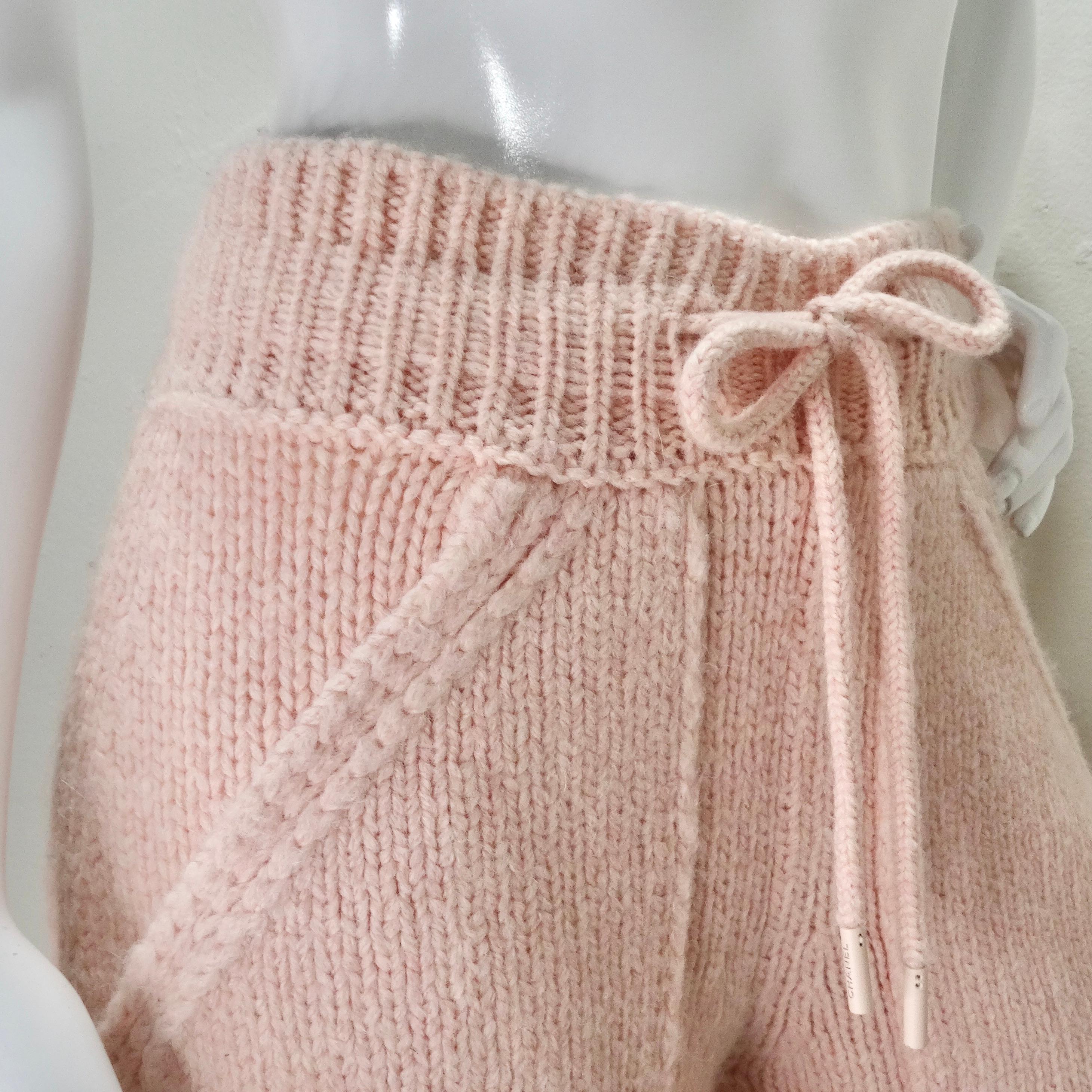 Chanel Pre Fall 2021 Pink Alpaca Knit Jogger Sweatpants For Sale 6
