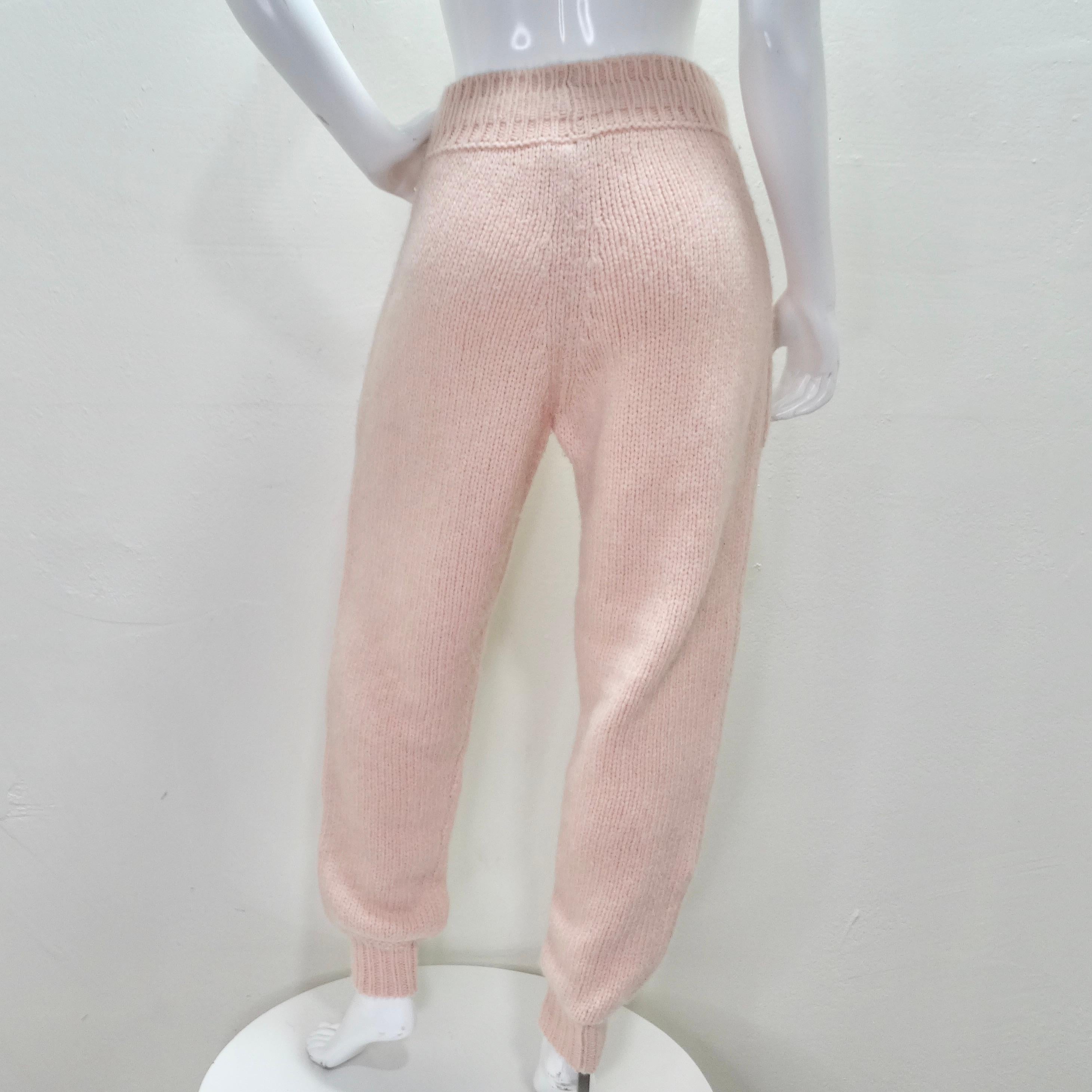 Chanel pré-automne 2021 - Pantalon jogger en tricot d'alpaga rose Unisexe en vente